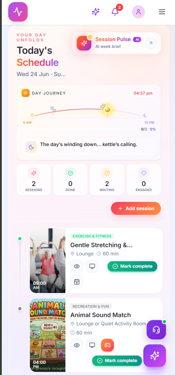 Schedule on mobile